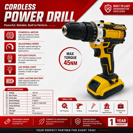Double Battery Drill Machine Kit Rechargeable Electric Drill Set